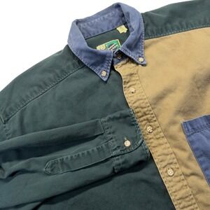 Johnny Cotton Vintage 90s Colorblock Button Down Shirt Mens Large 1990s